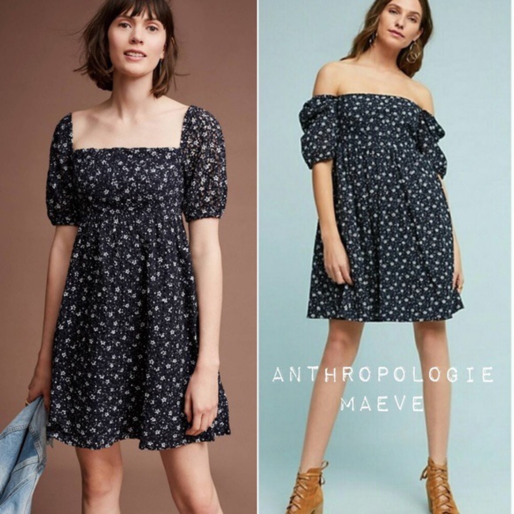 Anthro Maeve Lillianne Floral off shoulder dress